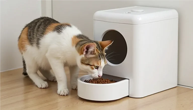 Cat With Automatic Feeder